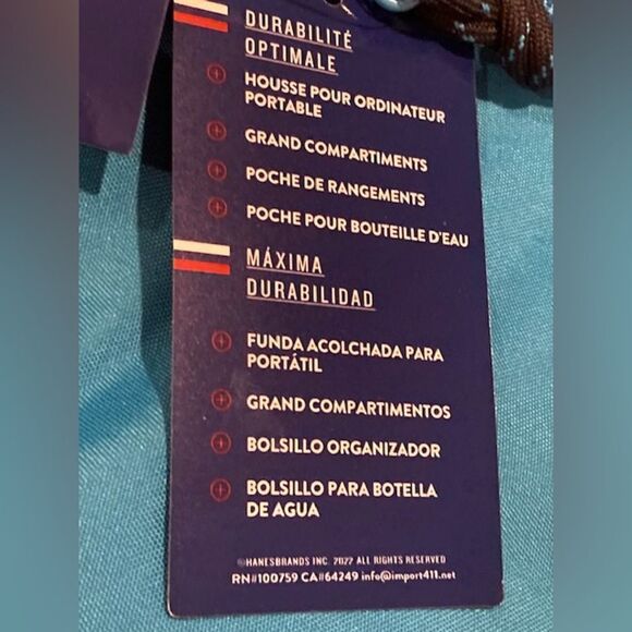 NWT Youthquake Champions Unisex Turquoise / Navy Backpack w/ Adjustable Straps - Picture 5 of 12